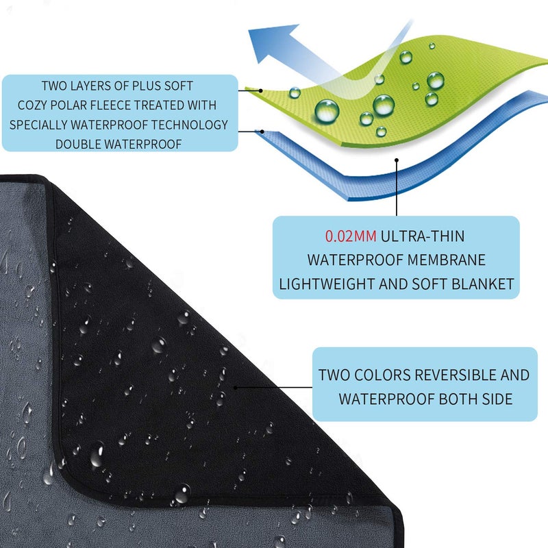 Softan Waterproof 100% Leak Proof Blanket for Baby Adults Pets Dogs Cats, Pee Proof, 3 Layer Protector for Bed, Sofa Couch and Other Furniture, 90"x90", Charcoal | Black, Reversible Lightweight - Image 3